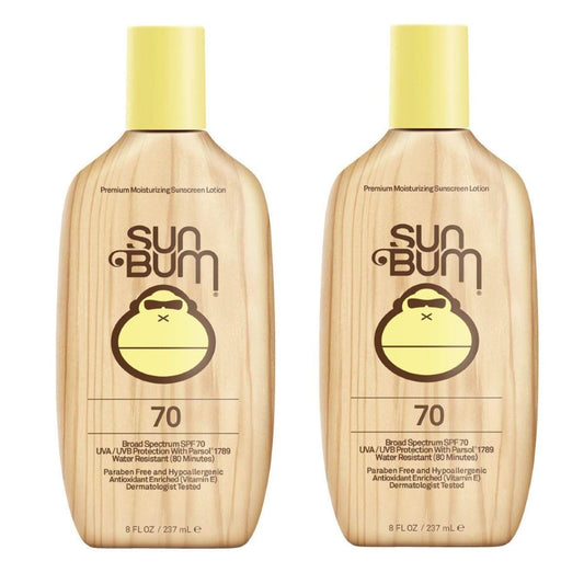 Sun Bum Original SPF 70 Sunscreen Lotion | Vegan and Reef Friendly (Octinoxate & Oxybenzone Free) Broad Spectrum Moisturizing UVA/UVB Sunscreen with Vitamin E | 8 oz (Pack of 2)