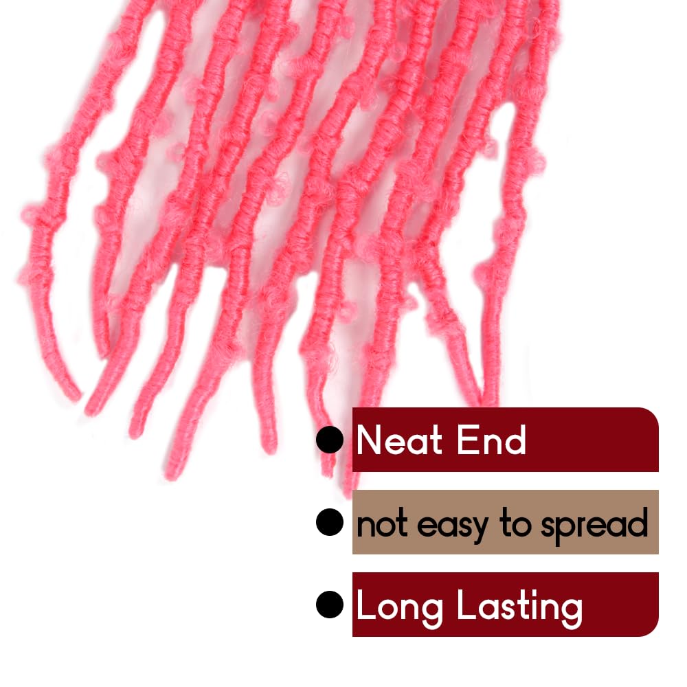 BOHOBABE 2 Packs Pink Butterfly Locs Crochet Hair 12 Inch Butterfly Faux Locs Crochet Hair Short Distressed Locs (2 Packs, Pink)