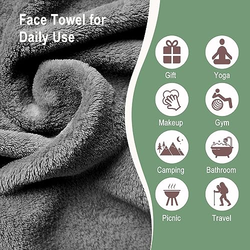 KODAMO Makeup Remover Cloth, Microfiber Makeup Remover Towel, Reusable Makeup Remover Face Wash Cloths for Washing Face, Grey