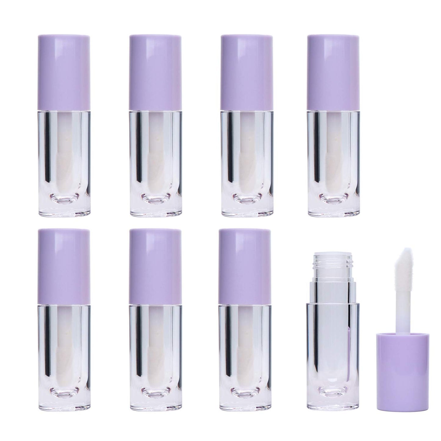 AJLTPA 8 Pieces Lip Gloss Tubes with Wand Empty, 6.5ml Refillable Lip Gloss Bottles Mini Lip Balm Bottles Transparent Lip Gloss Containers with Rubber Stoppers for DIY Lipgloss (purple)