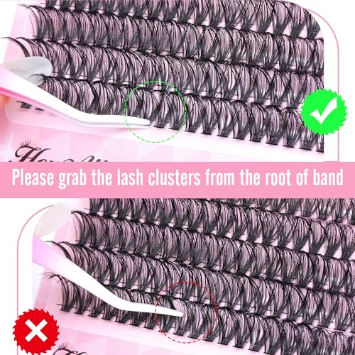 DIY Lash Extension Kit 320pcs Lash Clusters Kit D Curl Eyelash Extension Kit 30D+40D Individual Lashes 9-16mm Wispy Eyelashes Extension Kit with Lash Bond and Seal and Lash Tweezers by HeyAlice