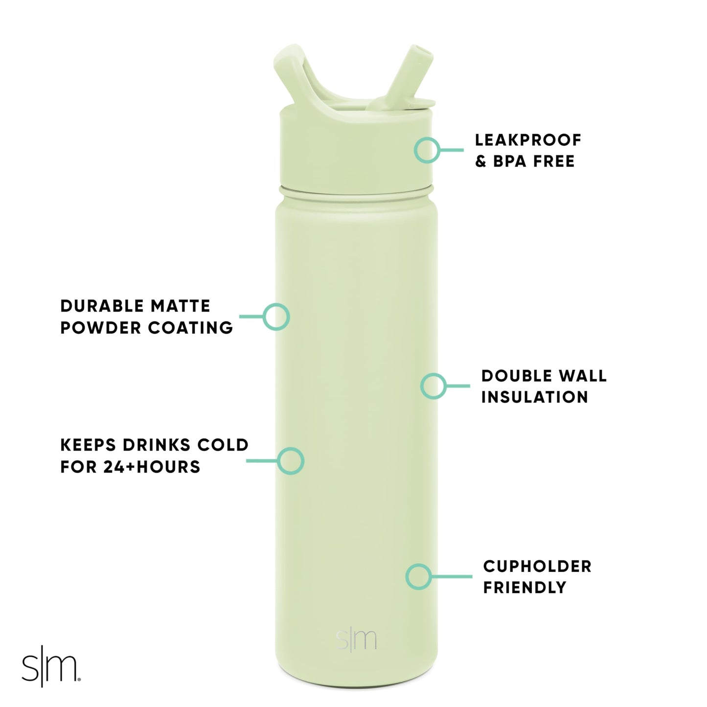 Simple Modern Water Bottle with Straw Lid Vacuum Insulated Stainless Steel Metal Thermos Bottles | Reusable Leak Proof BPA-Free Flask for Gym, Travel, Sports | Summit Collection | 22oz, Sandy Seas