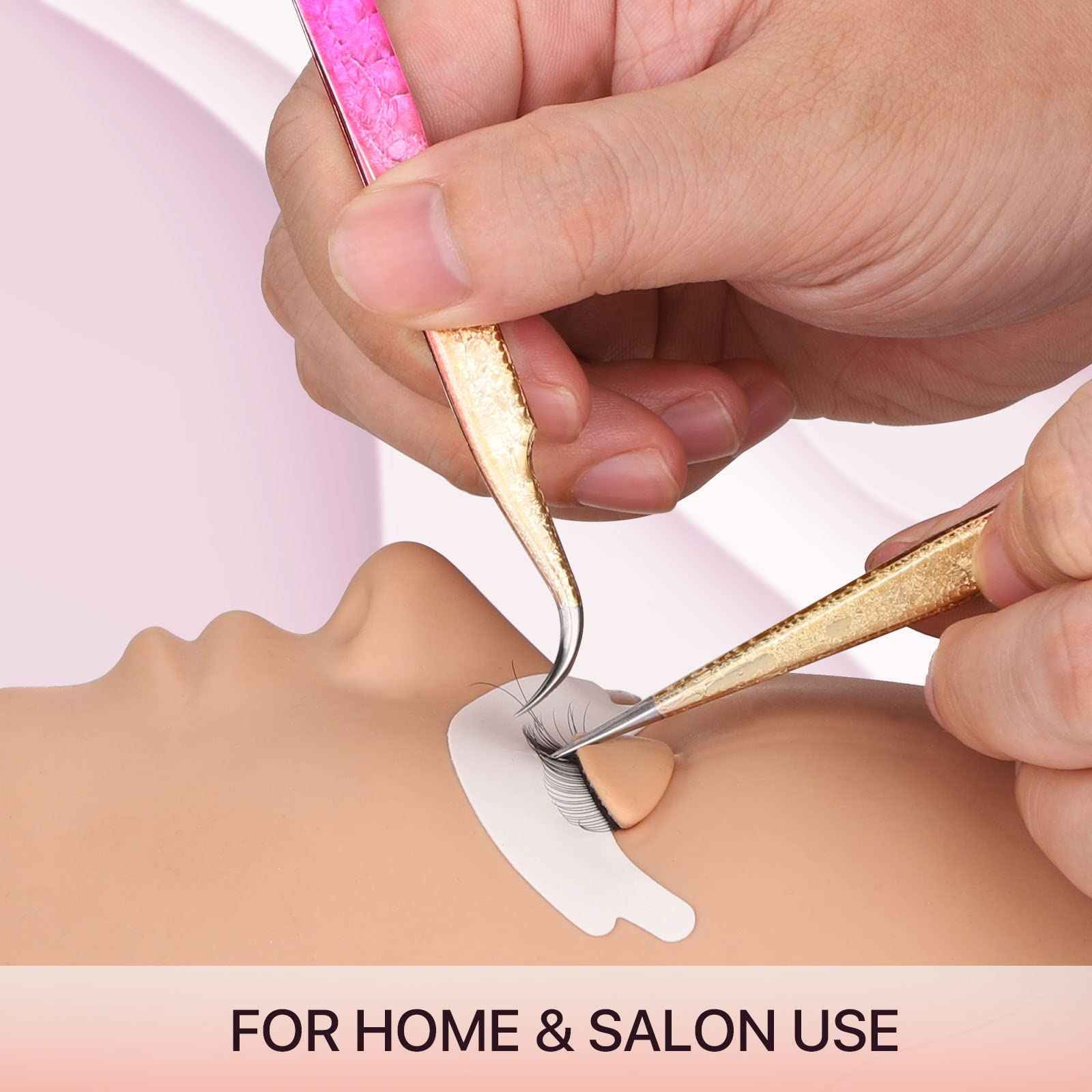 Miuffue Straight Eyelash Extension Tweezers Gold Pink Gradient Ice Crack Precision Lash Extension Isolation Tweezers for Grafting Eyelash extension