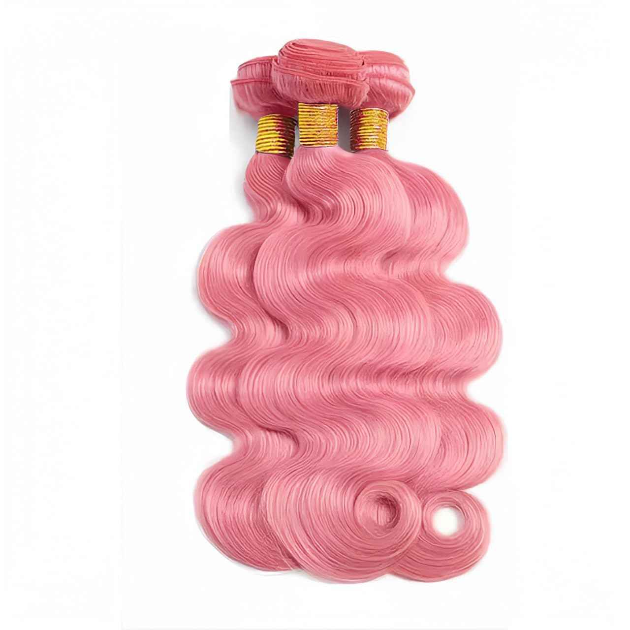 Pink Bundles Human Hair Body Wave Bundles 22 24 26 Inch Unprocessed Brazilian Virgin Hair 3 Bundle 50 Gram Per Bundle Deals Quick Weave Hair Extensions