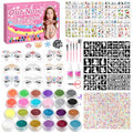 Glitter Tattoos Kit for Kids, 9 Face Gems, 24 Colors Glitter, 60 Tattoo Stickers, 64 Tattoo Stencils, 1008 Rhinestones, 5 Makeup Brushes, 2 Glue, 1 Mini Scissors, Great Holiday Gift for Girls & Boys.