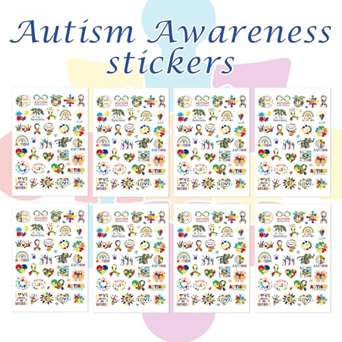 Autism Awareness Temporary Tattoos - 8 Sheets 200+ Designs