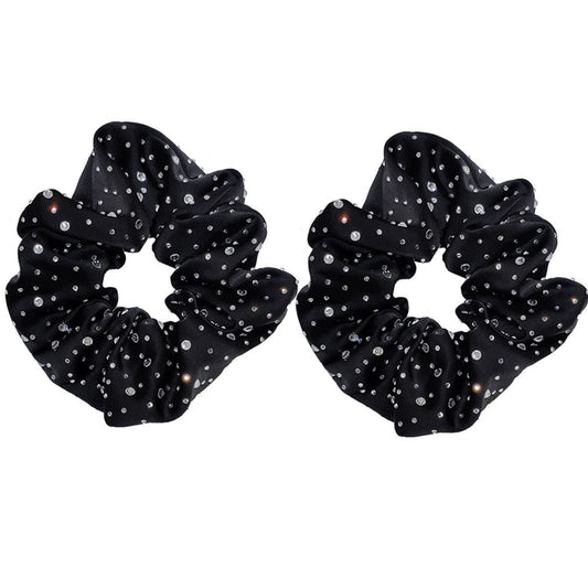 OTYOU 2 Pack Bling Hair Scrunchies Rich Tones Scrunchy Bobbles Elastic Hair Bands Ties Hair Accessories for Women Girls (Black)