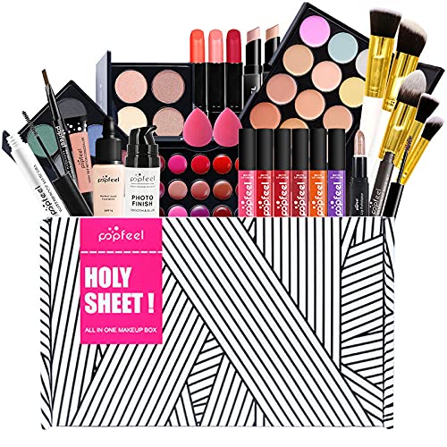 FantasyDay All-in-one Makeup Set Holiday Gift | Full Makeup Kit for Women Essential Starter Bundle Include Eyeshadow Palette Lipstick Blush Cream Concealer Face Powder Eyeliner Mascara Lipgloss Brush