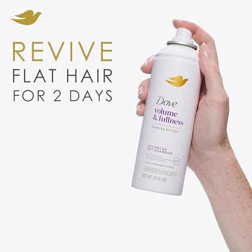 Dove Advanced Dry Shampoo Volume & Fullness Refresh & Revive Flat Hair Without Water for 2 Days of Freshness & Bounce 1.15 oz