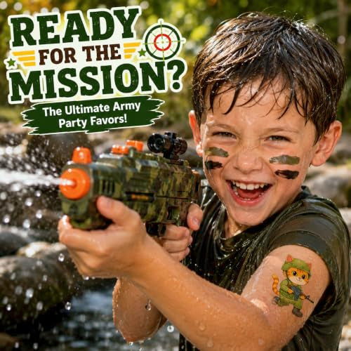 96 PCS Military Camo Temporary Tattoos for Kids