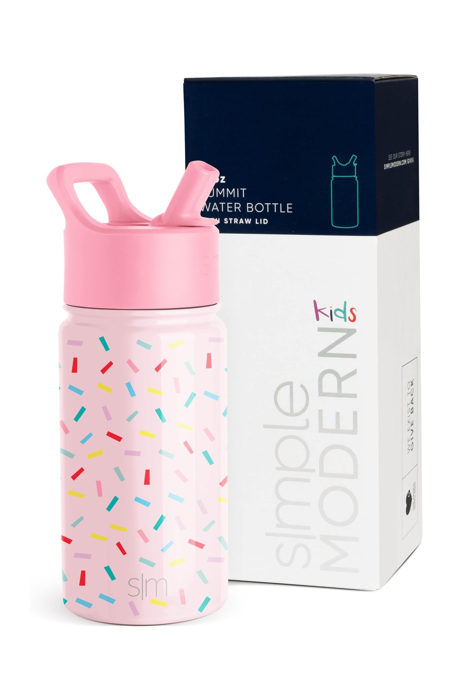 Simple Modern Kids Water Bottle with Straw Lid | Insulated Stainless Steel Reusable Tumbler for Toddlers, Girls | Summit Collection | 14oz, Confetti