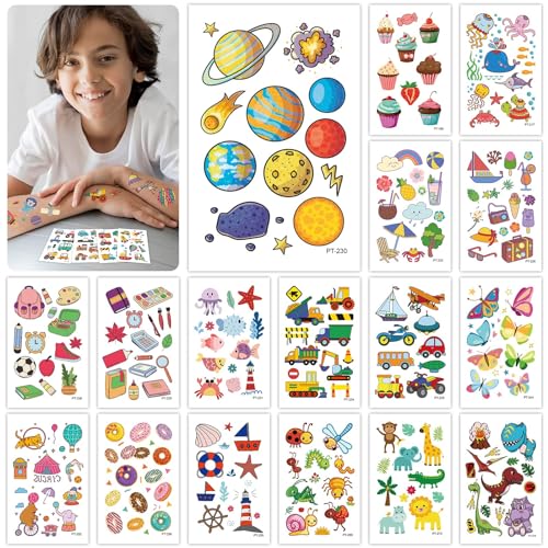 Temporary Tattoo Sleeves for Kids - 66 Sheets, Mermaid & Space
