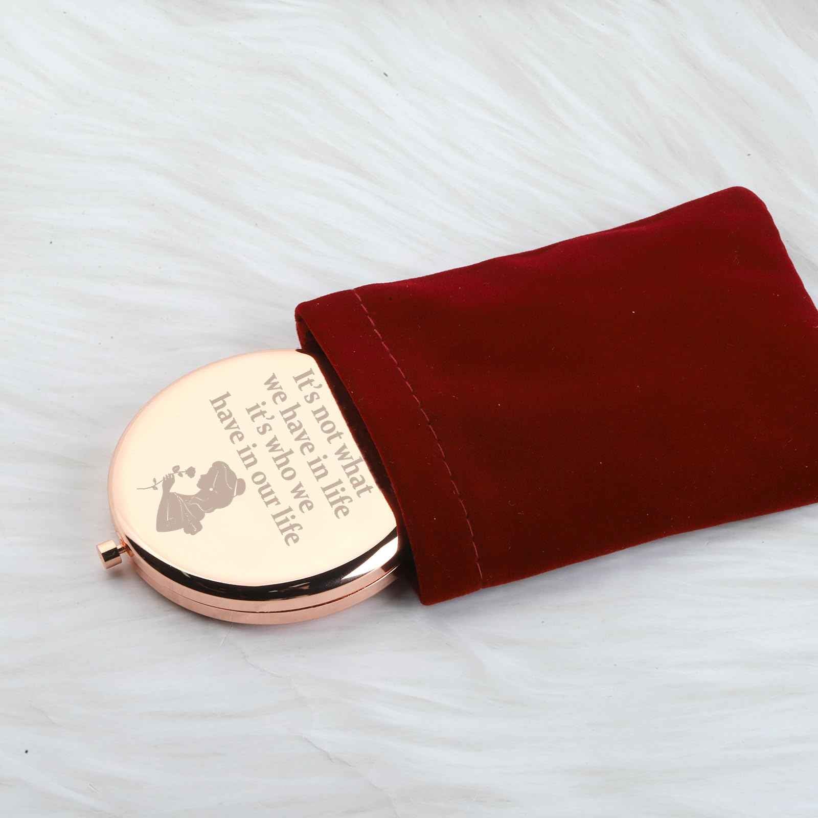 WUSUANED Beauty Fairy Movie Makeup Mirror It’s Not What We Have in Life It’s Who We Have in Our Life Jewelry Beauty Beast Fans Gift Princess Belle Fans Gifts (Belle Princess Mirror)