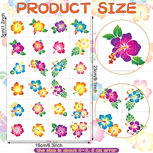 240 Pc Hibiscus Glitter Temporary Tattoos Hawaiian Party