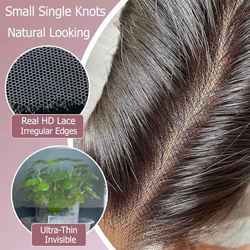 KRN HD Lace Closure, 0.11mm Ultra-thin Invisible Swiss HD Lace Closure with Tiny Single Knot Brazilian Virgin Human Hair Body Wave Closure HD Lace