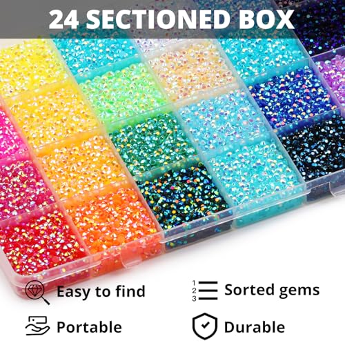 Worthofbest 32000Pcs Rainbow Jelly Rhinestone Bedazzler Kit with B7000 Glue