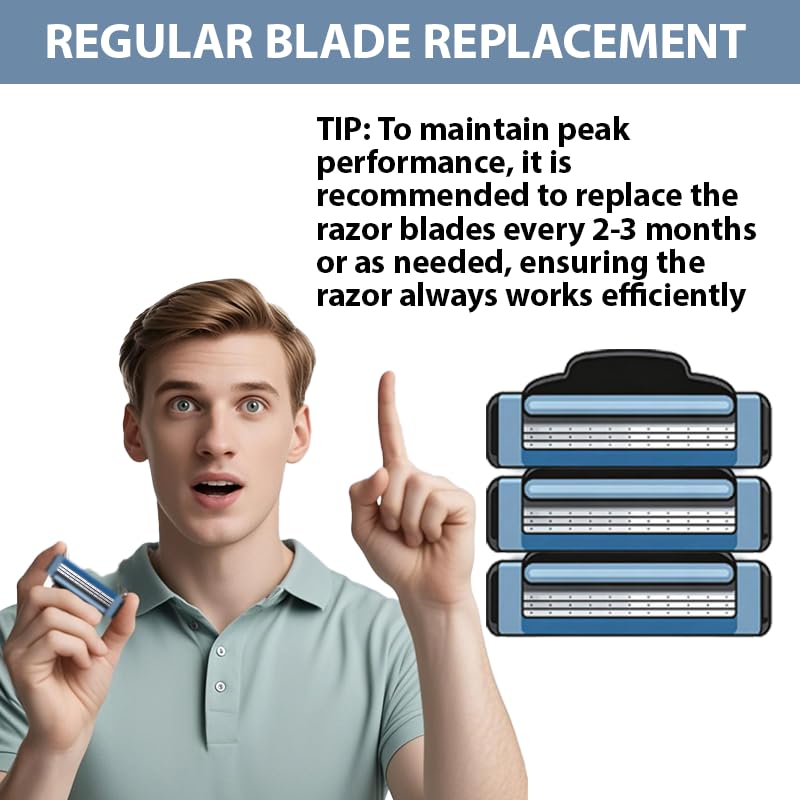 36 Replacement Blades for GL-Mach 3 Style Razors – Blue, Wet Shaving Refills