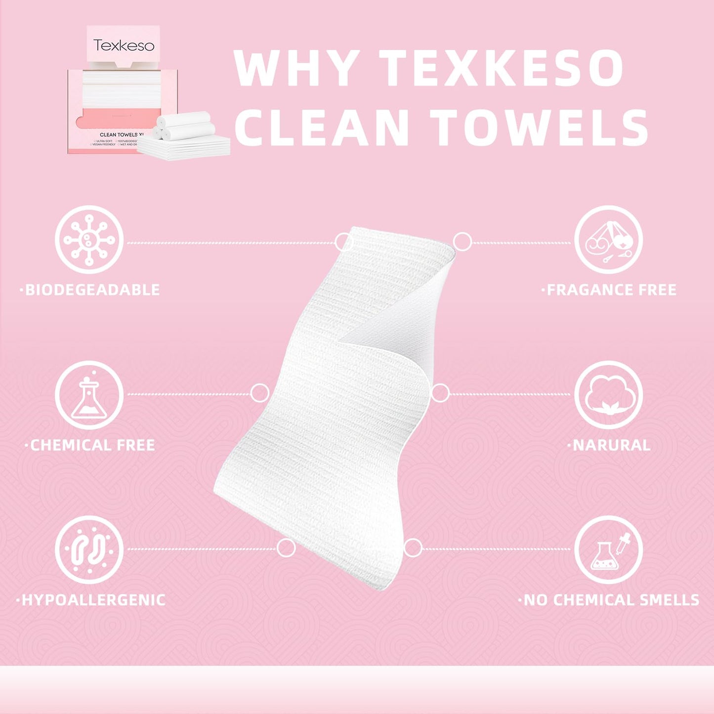 Texkeso Disposable face Towel XLarge 200 Count,10×12 Inches,Dry Face Wipes,Makeup Remover face wash Clothes,Biodegradable Dry Wipes, (4)