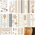 Gold Silver Metallic Temporary Tattoos - 10 Sheet Waterproof
