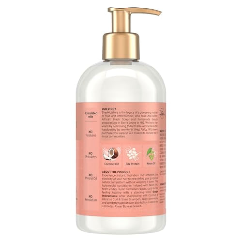 SheaMoisture Curl & Shine Conditioner 4 Count Coconut & Hibiscus, for Thick, Curly Hair to Moisturize & Soften, 13 oz