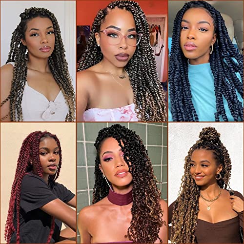 Xtrend 18 Inch Ombre Pink Passion Twist Hair Water Wave Crochet Braiding Hair 2 Packs Butterfly Locs Crochet Hair Synthetic Hair Extensions Crochet Braids hair