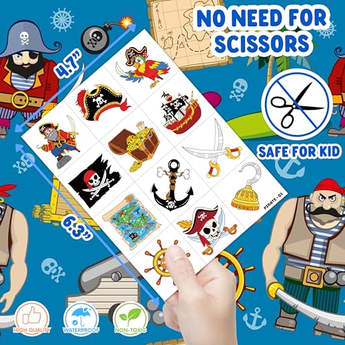Pirate Ship Temporary Tattoos for Kids - 96 PCS Party Favors