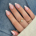 SXVME Almond White French Tip Press On Nails Short Classic Manicure Kit with Glue