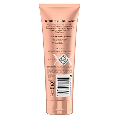 Nexxus Blow Dry Cream Frizz Control for Weightless Style & Volume,with StyleProtect Technology 6 oz,(Pack of 2)