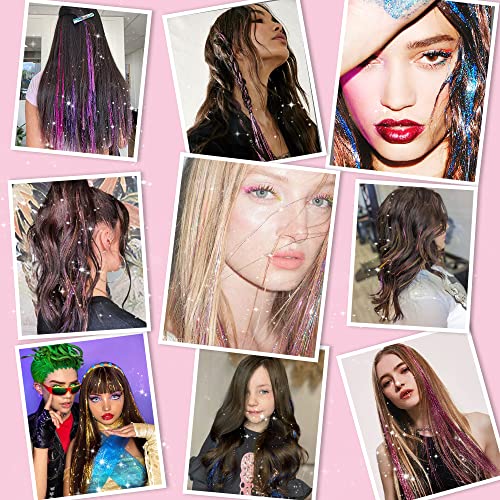 Hair Tinsel Clips 20 Inch Glitter Extensions Pack of 12