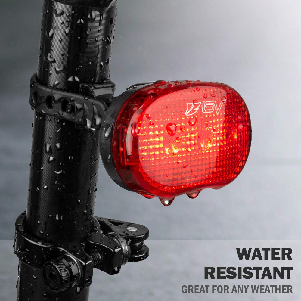 BV Bicycle Light Set Super Bright 5 LED Headlight, 3 LED Taillight, Quick-Release, Bike Lights for Night Riding