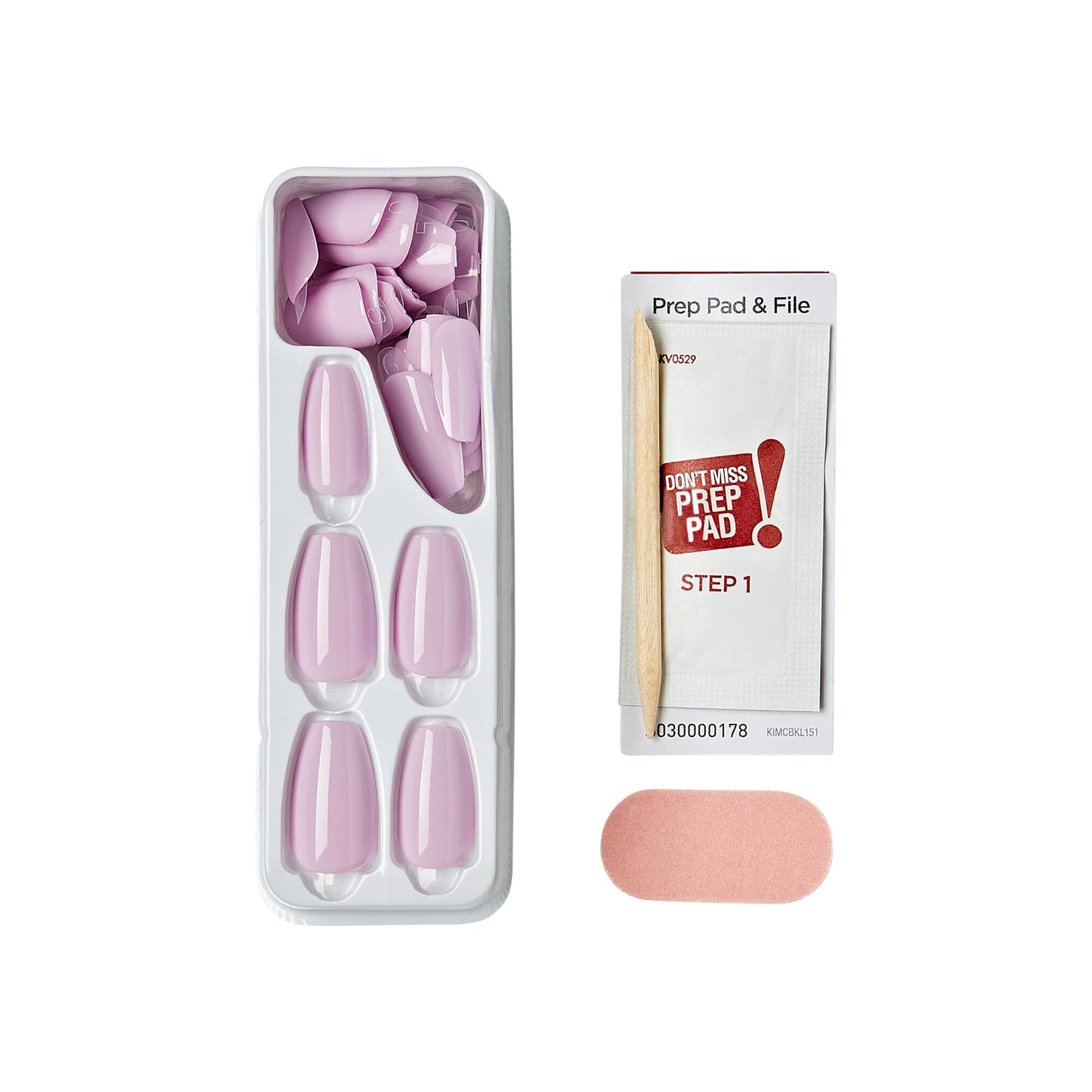 KISS imPRESS Color No Glue Mani 30 Pcs Press On Nails, Light Pink, Lavender, Medium Size, Coffin Shape, Simple Peel & Press Easy Apply, Hassel-Free Removal, Essential Tools Included