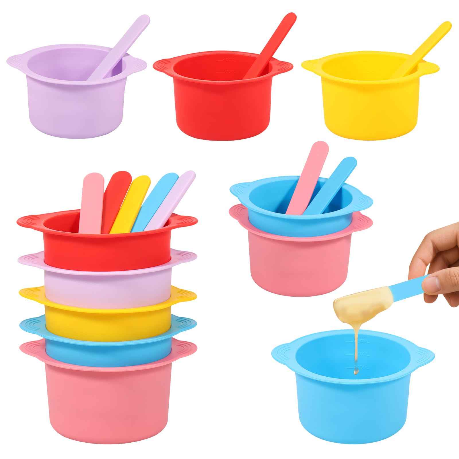 10PCS Silicone Warm Wax Pot Liner with 5 Pcs Stirring Rod Reusable Silicone Wax Warmer Liner Easy to Clean for Home or Beauty Shop