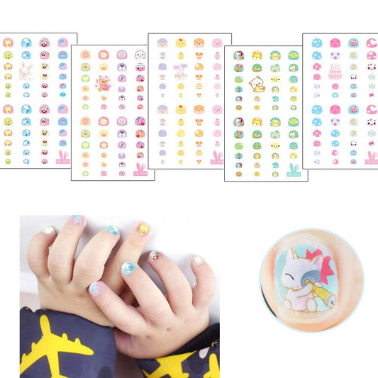 Fanoshon Cute Kids Friendly Nail Stickers for Girls 200+ Designs, Self Adhesive Nail Decals Manicure Tip for Children Fingernails Toenails, Birthday Party Favors Christmas Stocking Stuffer