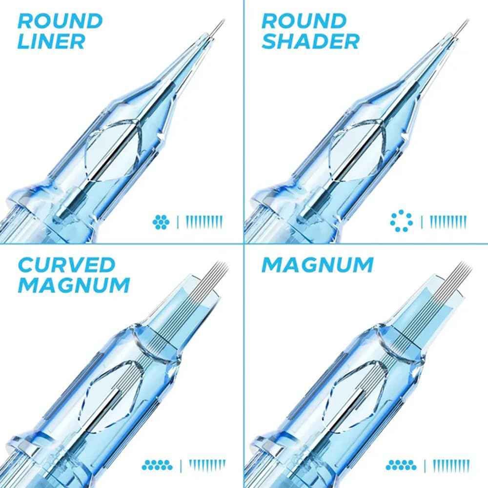 Tattoo Cartridges Needles, 20Pcs Tattoo Needles #10 Bugpin 23 Curved Magnum with Membrane Disposable Cartridges Tattoo Needles Long Taper for Permanent Makeup Tattoo Supplies (1023CML)