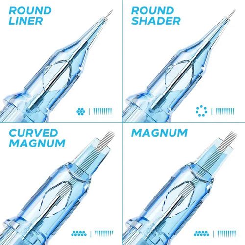 Tattoo Cartridges Needles, 20Pcs Tattoo Needles #12 Standard 9 Round Shader with Membrane Disposable Cartridges Tattoo Needles Long Taper for Permanent Makeup Tattoo Supplies (1209RSL)