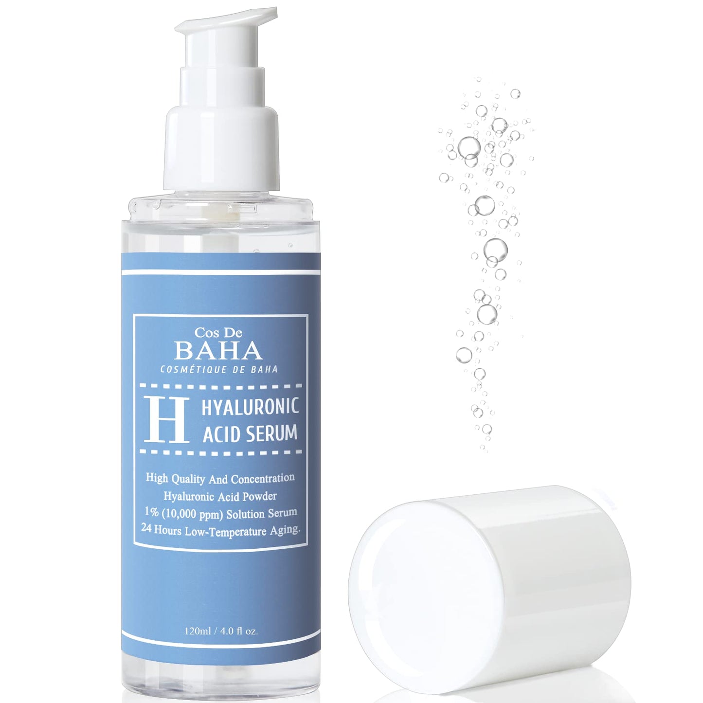 Pure Hyaluronic Acid 1% Powder Serum for Face 10,000ppm - Fine Line + Intense Hydration + facial moisturizer + Visibly Plumped Skin 4 Fl Oz