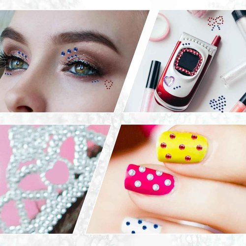 5 Sheets Self Adhesive Pearl Stickers, Flat Back Pearls Sticker, 4 Size Self Adhesive Rhinestone Gem Stickers for DIY Crafts Craft Card Decorations Nail Art Beauty Makeup (Blue)