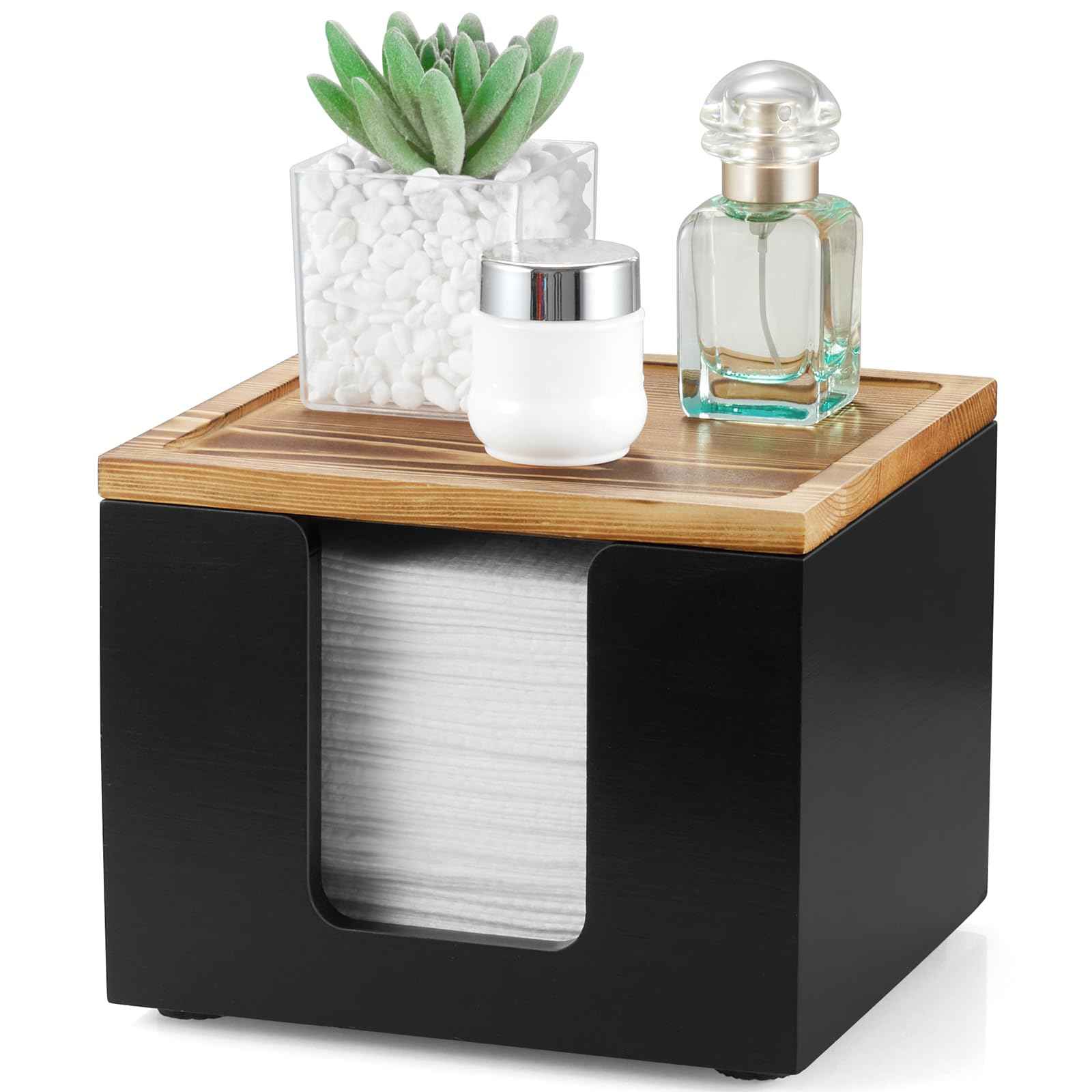 ZMZKKLL Disposable Face Towel Holder Box - Wood Facial Container Compatible with Clean XL - Towel Storage Makeup Organizer for Vanity, Bathroom Organization (Excluding Facial Towels)