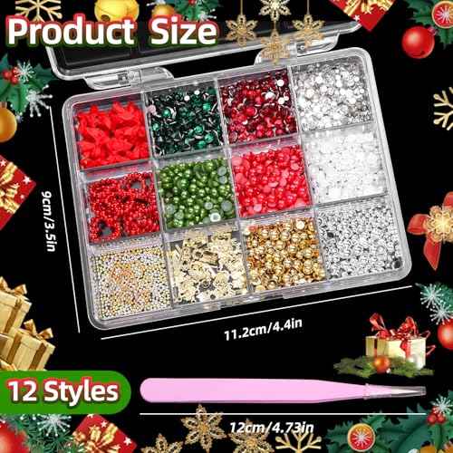 Red Heart Nail Charms, Bow Charms, Acrylic Art Charms, Pearl Beads, Gold Studs Gems for Nails