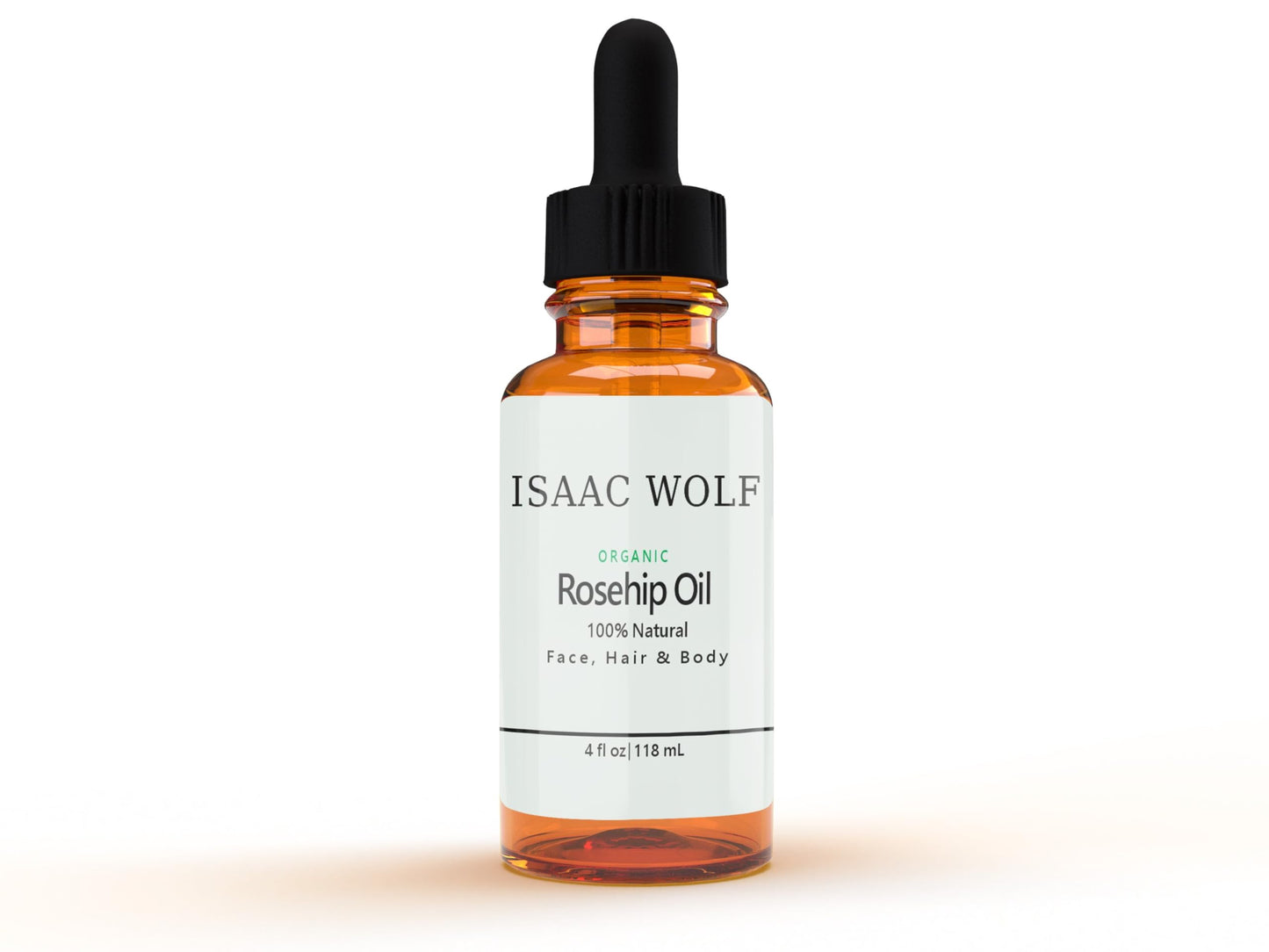 ISAAC WOLF Organic Rosehip Seed Oil for Face, Hair & Body 100% Pure Cold Pressed Unrefined Anti-aging Antioxidant Oil (4 FL Oz)