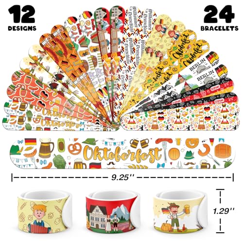 96 PCS Germany Party Favors Set ? 72 Pre-Cut Temporary Tattoos & 24 Slap Bracelets, Perfect for Oktoberfest, Soccer Fans & Cultural Celebrations