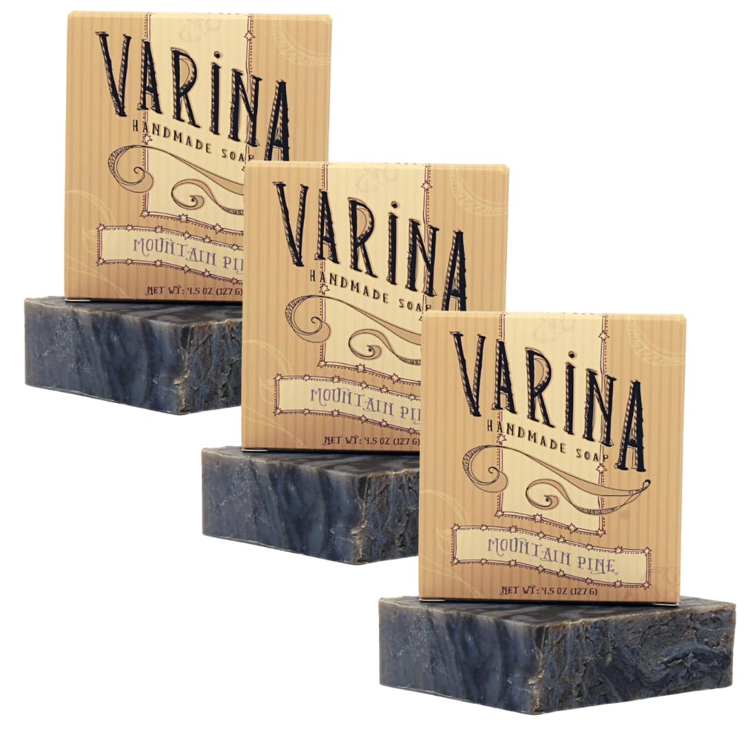 Varina Natural Mountain Pine Bar Soap - Gentle Cleansing for Sensitive Skin, Fresh - 3 Pack - Experience Healthy and Glowing Skin