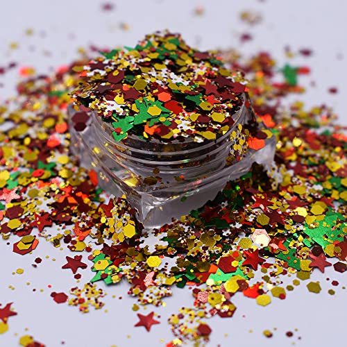 10 Grams/Pack - Christmas Holiday Snowflake Tree Mixes Series Glitter - Festival Rave Beauty Makeup Face Body Nail Art Craft Tumbler Decoration CH121