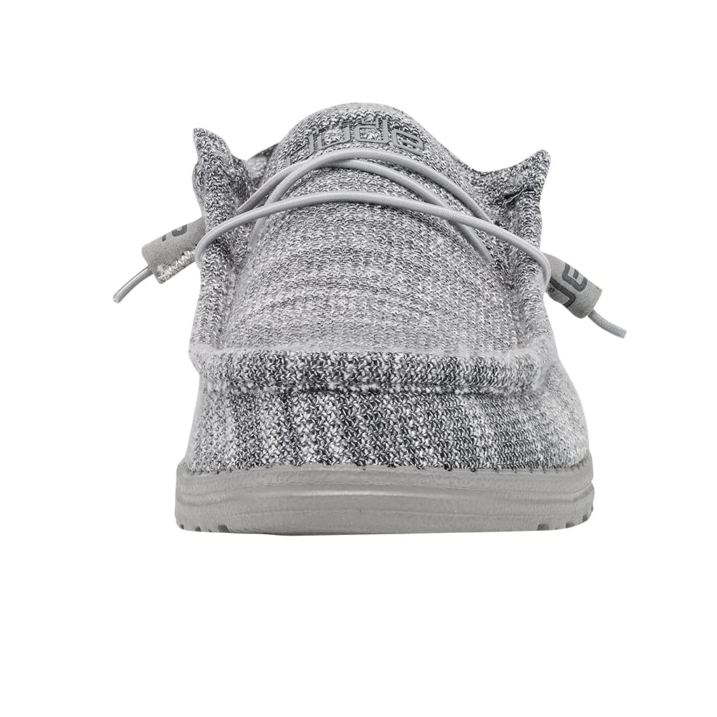 Hey Dude Men's Wally Stretch Fleece Grey Size 7 | Men’s Shoes | Men's Lace Up Loafers | Comfortable & Light-Weight