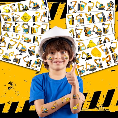 100 PCS Excavator Temporary Tattoos for Kids