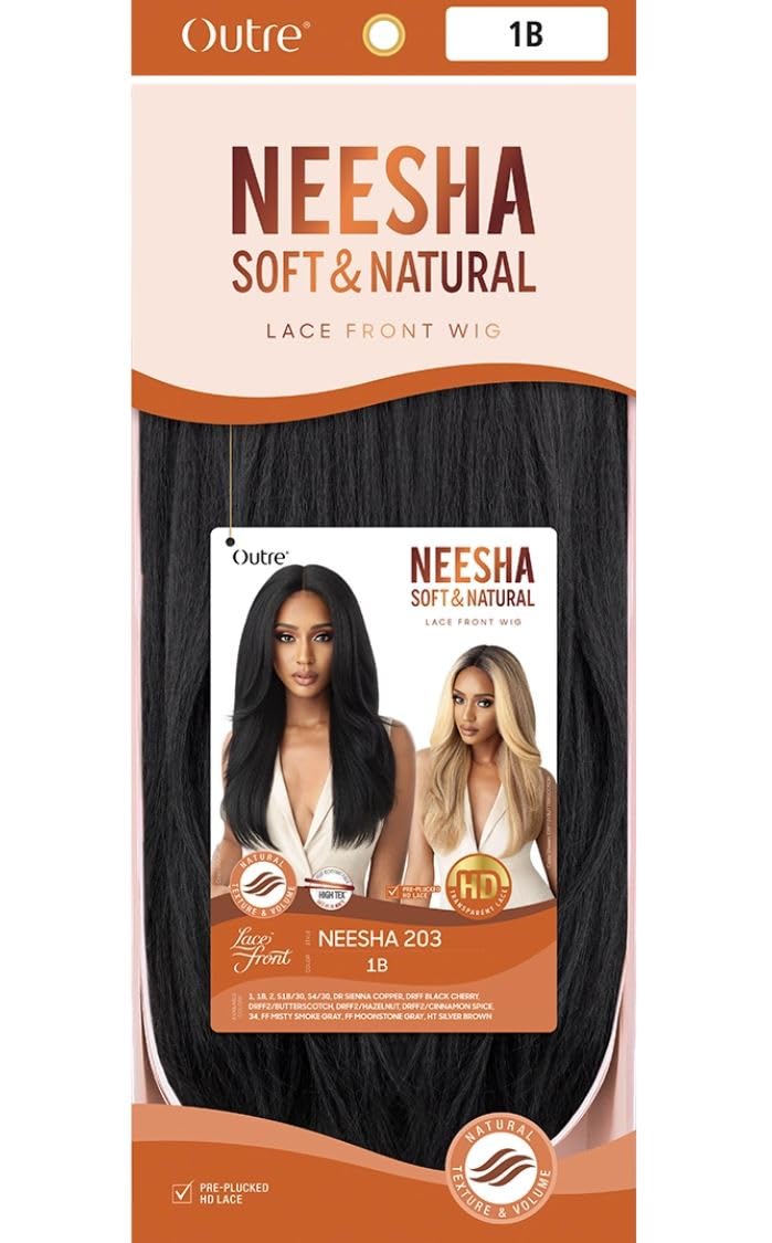 Outre Synthetic Lace Front Wig (Soft & Natural) - NEESHA 203 (Color:1 Jet Black)