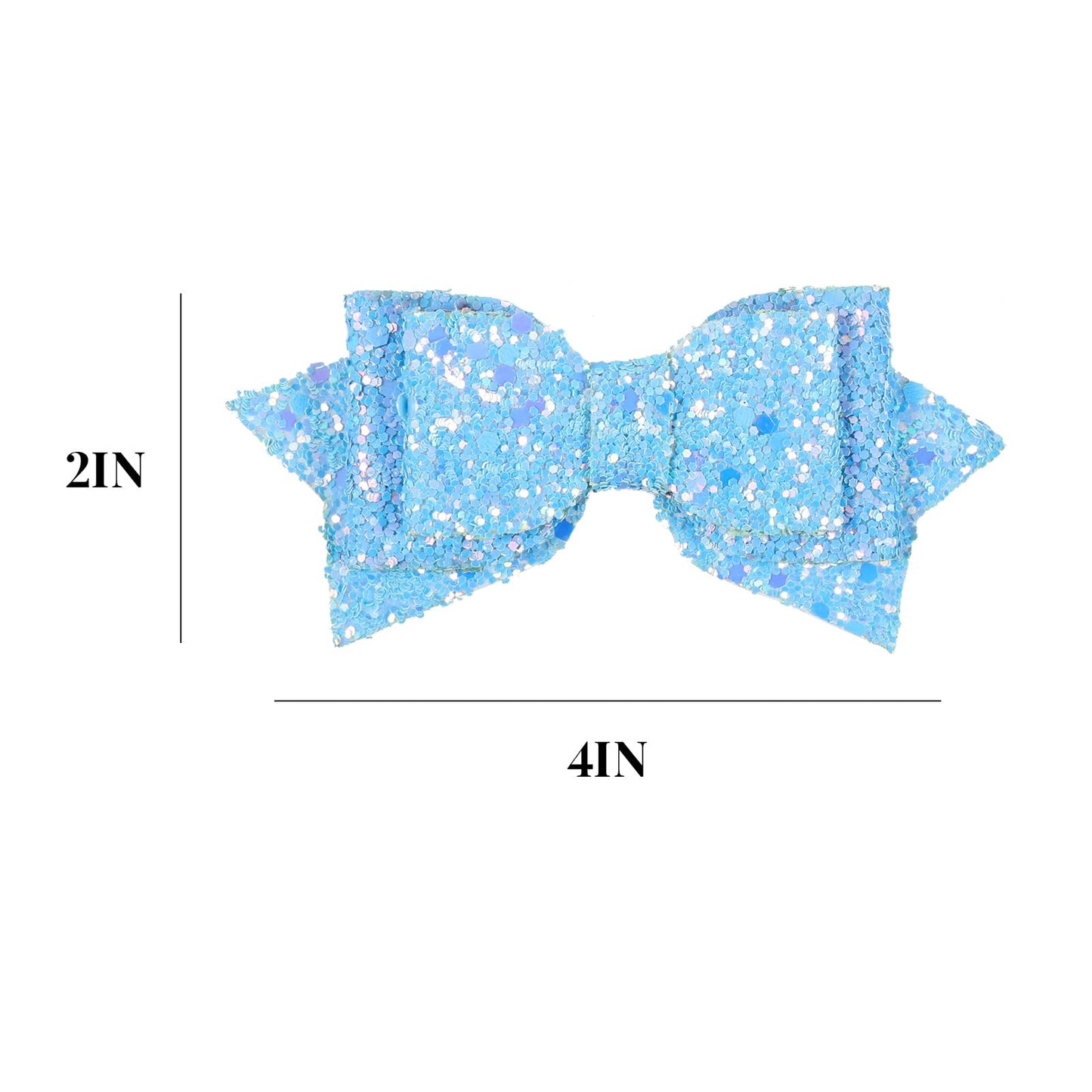 4inch Glitter Hair Bow Clips Sparkly Sequins Blue Alligator Barrettes Hairpins for Toddler Teens Cheerleader Girls Kids July Forth outfit Decor Accessories Back School Gift