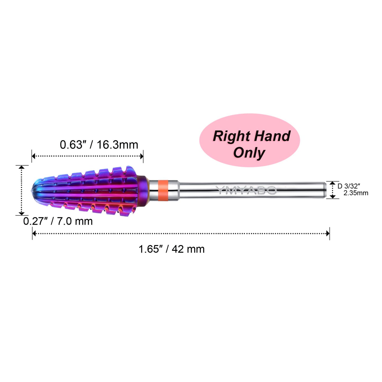 YMYABO Nail Drill Bit,Professional 3/32" Purple Tornado Carbide Tungsten Multifunction Bits， Fast Remove for Hard Gel and Acrylic, Manicure Pedicure Cuticle Nail Polishing Tool-2XC