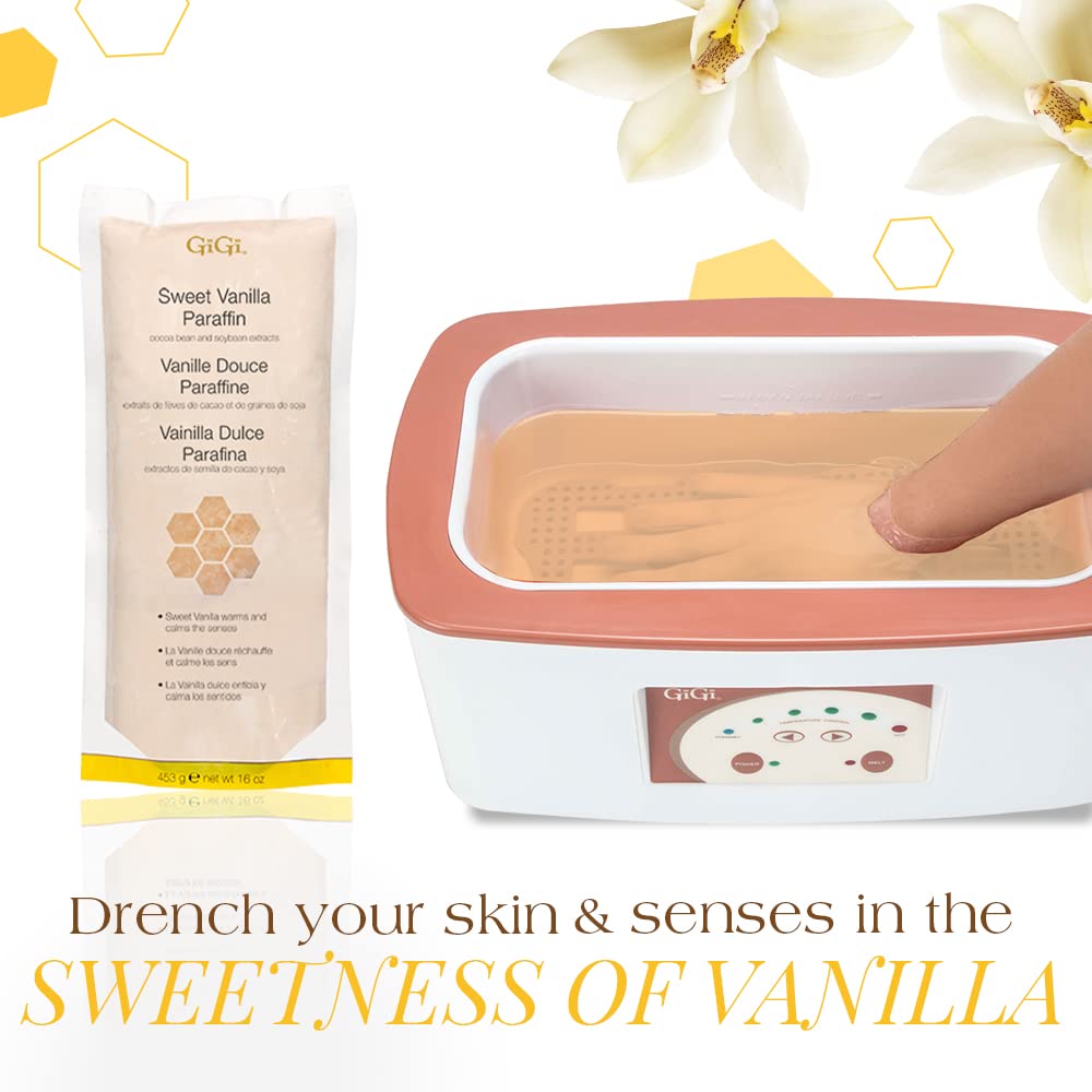 GiGi Sweet Vanilla Paraffin Wax | Paraffin Bath Wax With Spa Quality Finish | with Cocoa Bean and Soybean Extracts | 16 Oz.