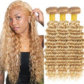 613/27 Deep Wave Human Hair Bundles 30 Inch Blonde